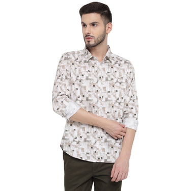 Red Chief Peach/White Casual Shirt for Men O-8110084 G0054