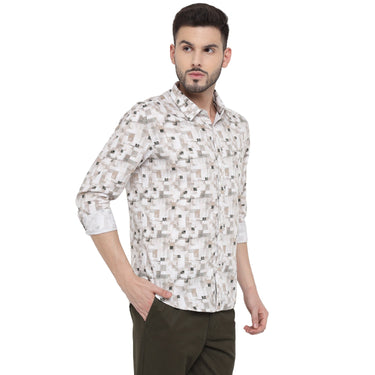 Red Chief Peach/White Casual Shirt for Men O-8110084 G0054