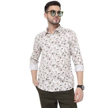 Red Chief Peach/White Casual Shirt for Men O-8110084 G0054