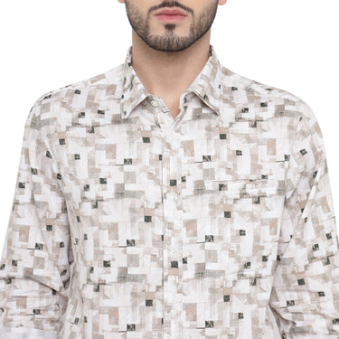 Red Chief Peach/White Casual Shirt for Men O-8110084 G0054