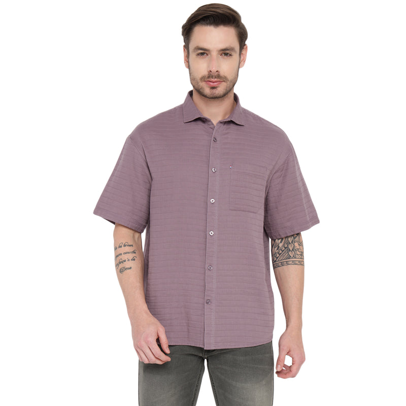 RED CHIEF Dark Purple Cotton Casual Shirt for Men O-8120052 1209