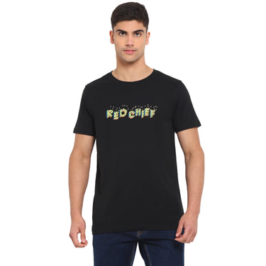 Red Chief Black Printed T-Shirt for Men O-8220035 001