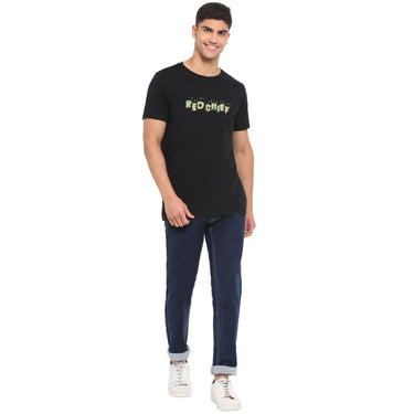 Red Chief Black Printed T-Shirt for Men O-8220035 001