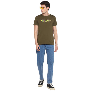 Red Chief Olive Printed T-Shirt for Men O-8220035 124