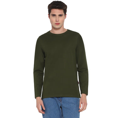 Red Chief Olive Solid T-Shirt for Men O-8220036 124