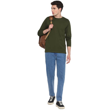 Red Chief Olive Solid T-Shirt for Men O-8220036 124