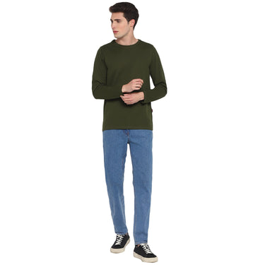 Red Chief Olive Solid T-Shirt for Men O-8220036 124