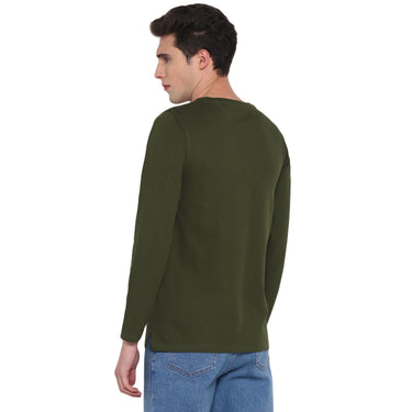 Red Chief Olive Solid T-Shirt for Men O-8220036 124