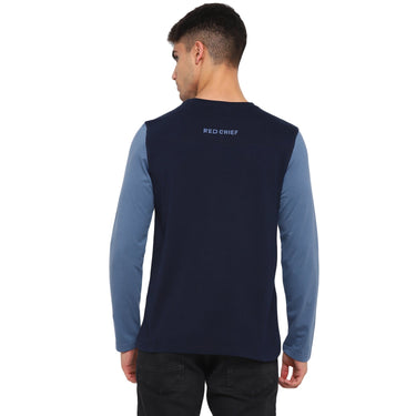 Red Chief Blue/Navy Cut And Sew T-Shirt for Men O-8220037 141