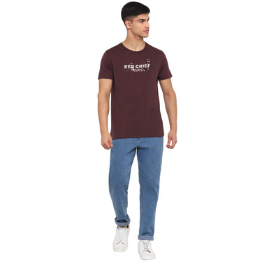 Red Chief Maroon Solid T-Shirt for Men O-8220040 376