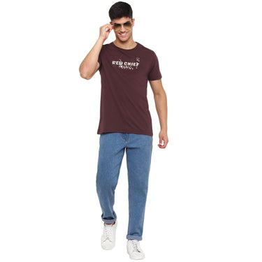 Red Chief Maroon Solid T-Shirt for Men O-8220040 376