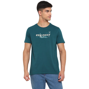 Red Chief Teal Solid T-Shirt for Men O-8220040 FG05