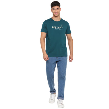 Red Chief Teal Solid T-Shirt for Men O-8220040 FG05