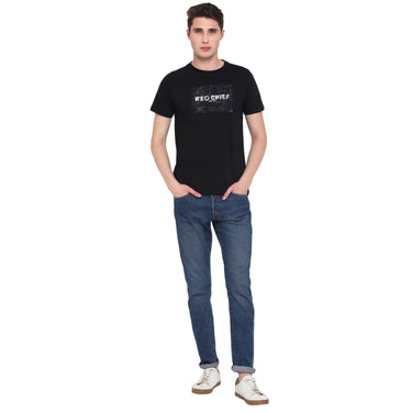 Red Chief Black Solid T-Shirt for Men O-8220042 001