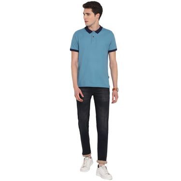 Red Chief Blue Solid T-Shirt for Men O-8220046 002