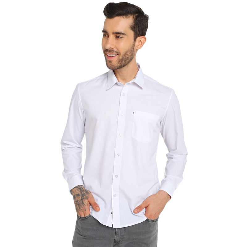 RED CHIEF White Polyester Casual Shirt for Men O-8110115 057