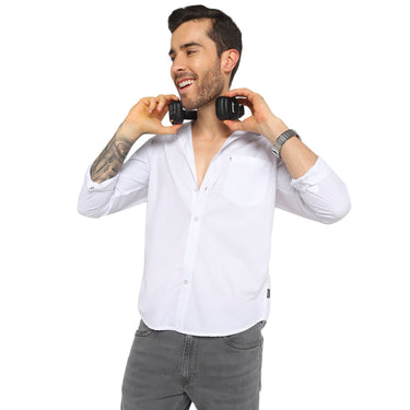 RED CHIEF White Polyester Casual Shirt for Men O-8110115 057