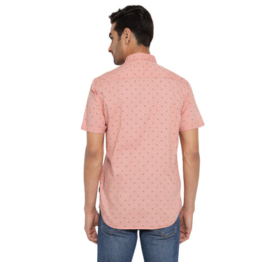 RED CHIEF Peach Cotton Lycra Casual Shirt for Men O-8120042 G00127