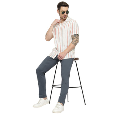 RED CHIEF White/Red Cotton Casual Shirt for Men O-8120048 091