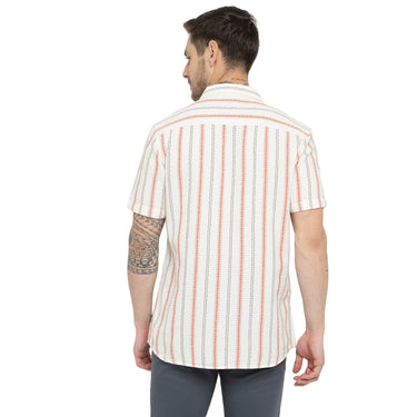 RED CHIEF White/Red Cotton Casual Shirt for Men O-8120048 091