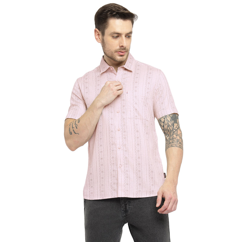 RED CHIEF Pink Cotton Casual Shirt for Men O-8120051 C541