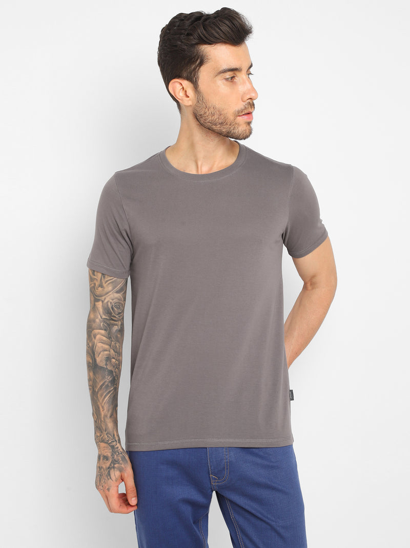 RED CHIEF Gray Cotton Poly T-Shirt for Men O-8220071 005