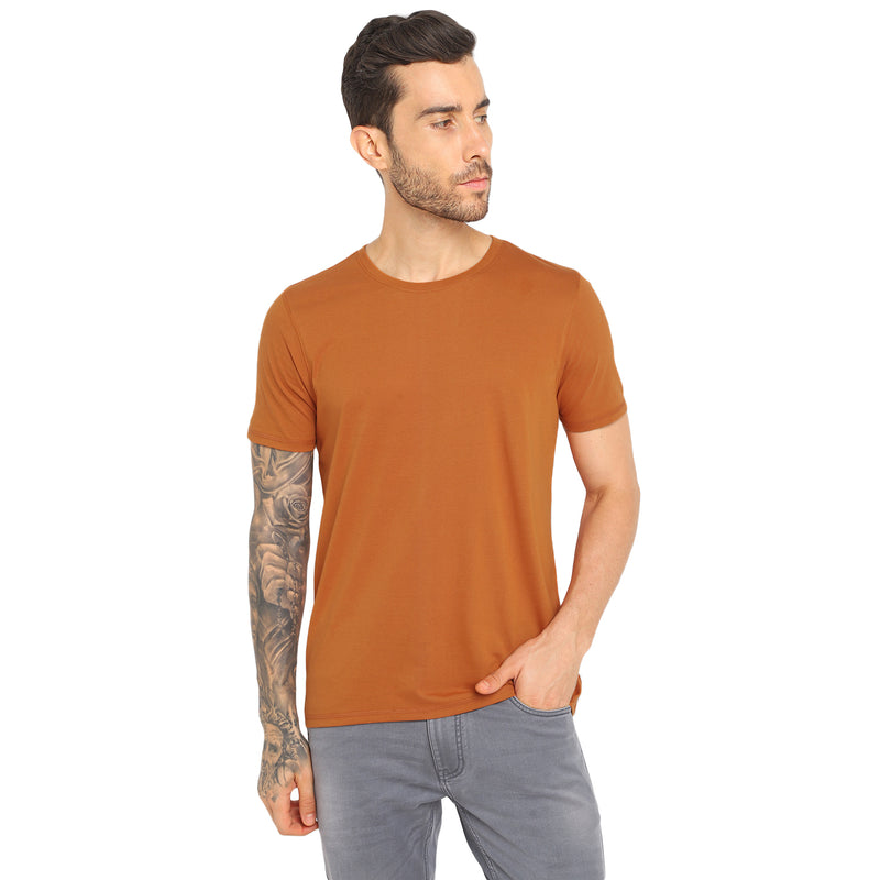RED CHIEF Rust Cotton Poly T-Shirt for Men O-8220071 022