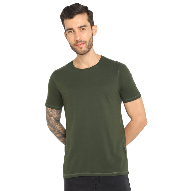 RED CHIEF Olive Cotton Poly T-Shirt for Men O-8220071 124