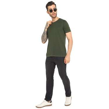 RED CHIEF Olive Cotton Poly T-Shirt for Men O-8220071 124