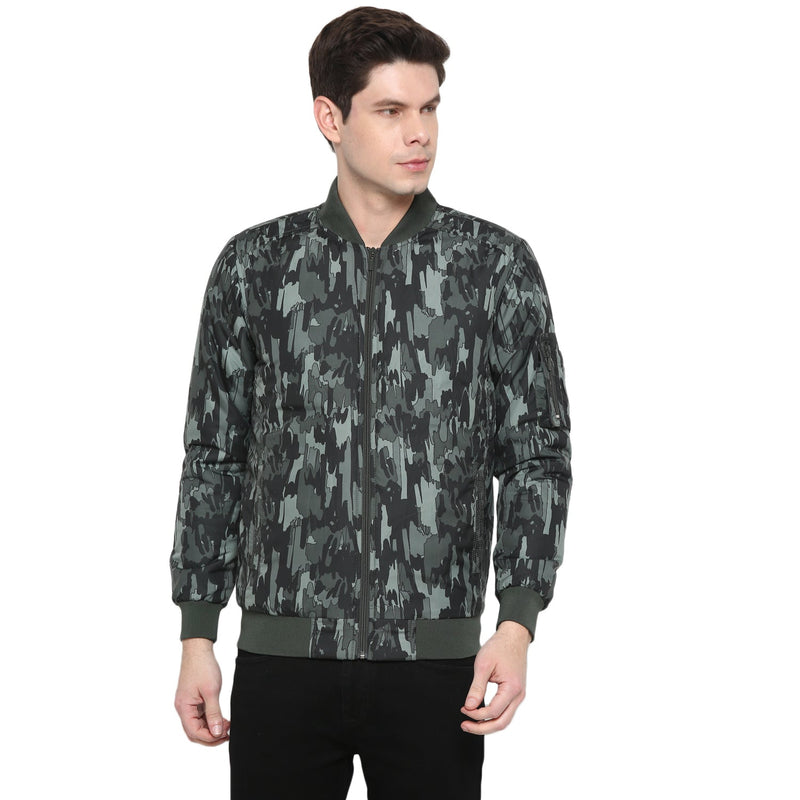 Red Chief Olive Printed Jacket for Men O8310011 124