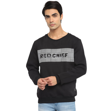 Red Chief Black Solid Sweatshirt for Men O8310019 001