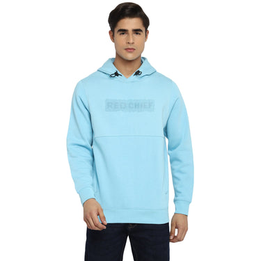 Red Chief Sky Blue Solid Sweatshirt for Men O8310024 060