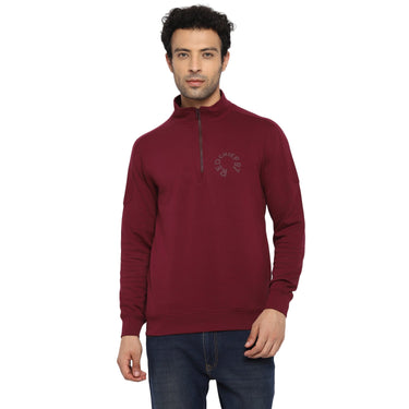 Red Chief Maroon Solid Sweatshirt for Men O8310026 376
