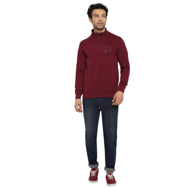Red Chief Maroon Solid Sweatshirt for Men O8310026 376