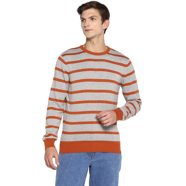 Red Chief Gray/Orange Stripper Sweater for Men O8410004 C638