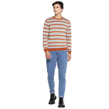 Red Chief Gray/Orange Stripper Sweater for Men O8410004 C638