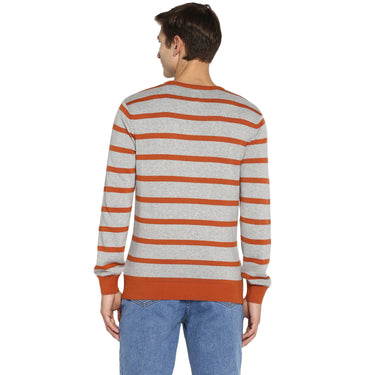 Red Chief Gray/Orange Stripper Sweater for Men O8410004 C638
