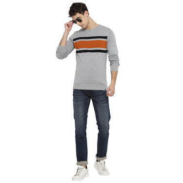 Red Chief Gray Millange Stripper Sweater for Men O8410005 G0024