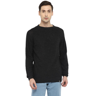 Red Chief Black Milange Solid Sweater for Men O8410008 G00177