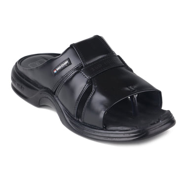 Red Chief Black Leather Slipper For Men Rc0216 001