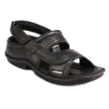 RED CHIEF Black Leather Sandal for Men RCA-247 001