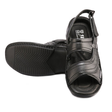 RED CHIEF Black Leather Sandal for Men RCA-247 001