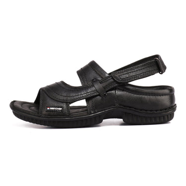 RED CHIEF Black Leather Sandal for Men RCA-247 001