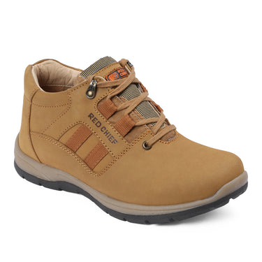 Red Chief Men's RC3424 022 Genuine Leather Lace-Up Casual Shoes | Low-Ankle Comfort Fit with Rust Color
