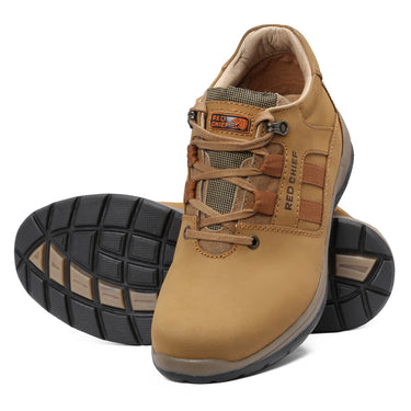 Red Chief Men's RC3424 022 Genuine Leather Lace-Up Casual Shoes | Low-Ankle Comfort Fit with Rust Color