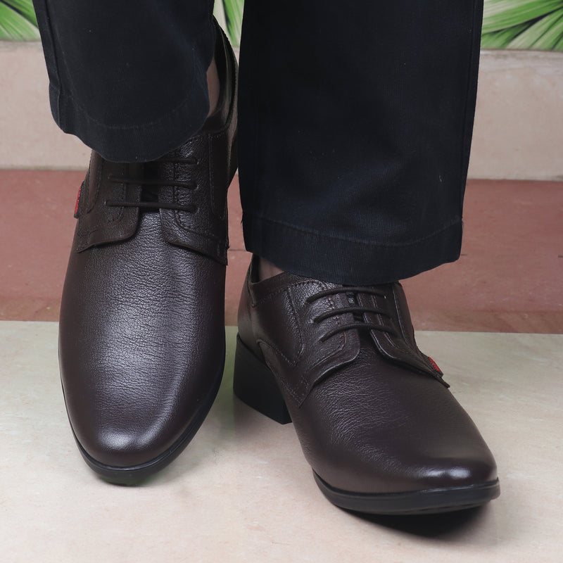 Red Chief Brown Color Formal Derby Leather Shoes with Low Ankle for Men | RC3496 003