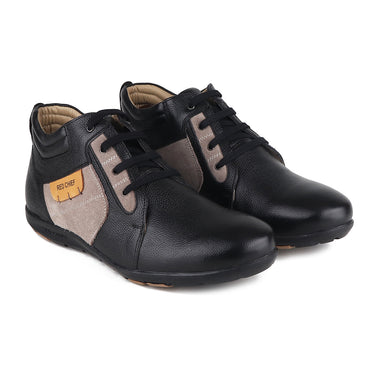 Red Chief Genuine Leather Low Ankle Lace Up Black Casual Shoes For Men |RC3513 001