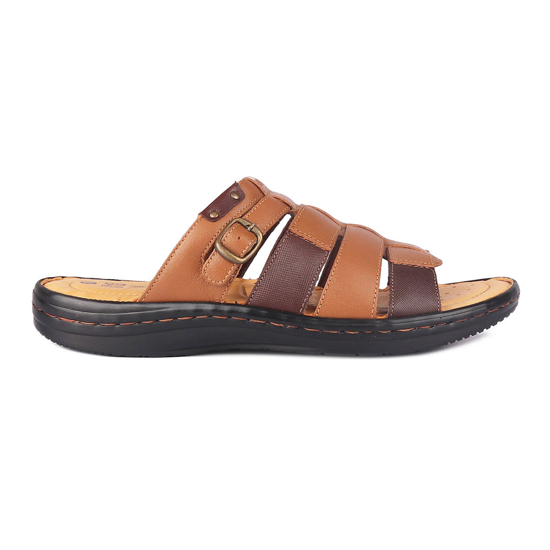 RED CHIEF Brown Leather Slipper for Men RC3679 003