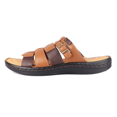 RED CHIEF Brown Leather Slipper for Men RC3679 003