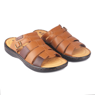 RED CHIEF Brown Leather Slipper for Men RC3679 003